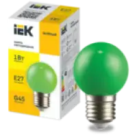 IEK LIGHTING Лампа светодиодная декоративная G45 шар 1Вт 230В зеленый E27 (LLE-G45-1-230-G-E27)