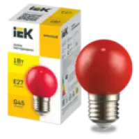 IEK LIGHTING Лампа светодиодная декоративная G45 шар 1Вт 230В красный E27 (LLE-G45-1-230-R-E27)