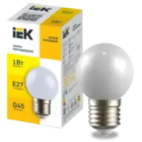 IEK LIGHTING Лампа светодиодная декоративная G45 шар 1Вт 230В холодный белый E27 (LLE-G45-1-230-W-E27)
