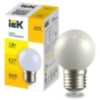 IEK LIGHTING Лампа светодиодная декоративная G45 шар 1Вт 230В теплый белый E27 (LLE-G45-1-230-WW-E27)
