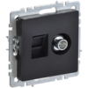 IEK BRITE Розетка двойная TV+RJ45 кат.5E РТВ/РК12-БрЧ черный (BR-AK20-1-K02)