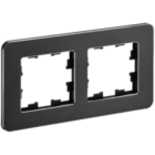 IEK BRITE Рамка 2-местная РУ-2-1-Бр металл черный RE (BR-M22-M-01-K02)