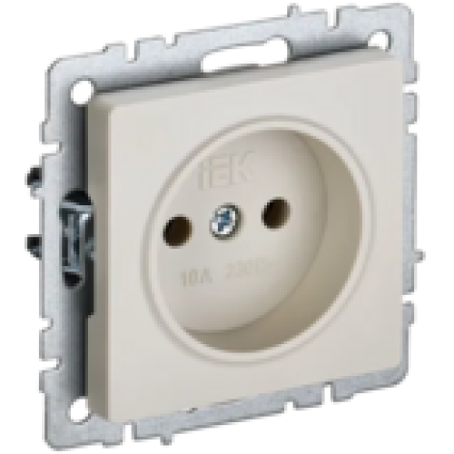 IEK BRITE Розетка 1-местная без заземления без защитных шторок 10А РС10-1-0-БрКр бежевый (BR-R10-10-K10)