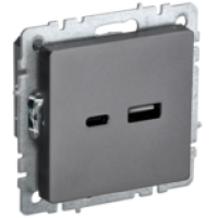 IEK BRITE Розетка USB A+C 18Вт РЮ11-1-БрС сталь (BR-U22-018-K46)