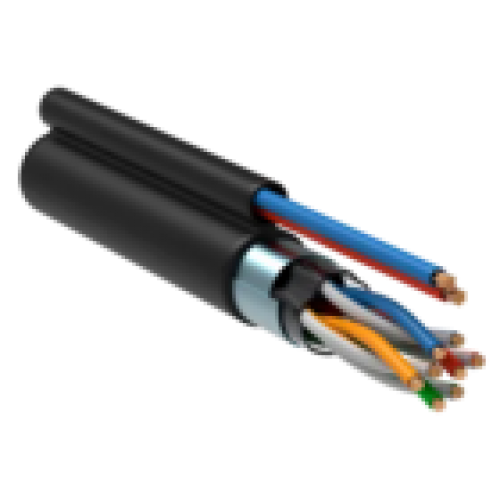 IEK ITK Витая пара F/UTP кат.5E 4х2х24AWG solid LDPE + кабель питания 2х0,75мм2 305м черный (LC3-C5E04-379)