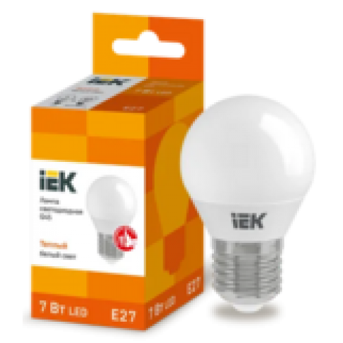 IEK Лампа светодиодная G45 шар 7Вт 230В 3000К E27 (LLE-G45-7-230-30-E27)