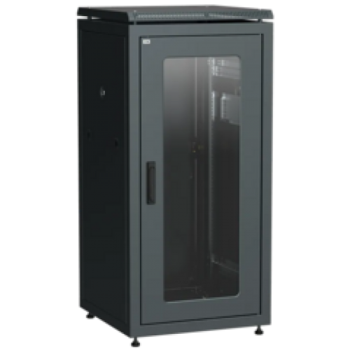 IEK ITK LINEA N Шкаф сетевой 19 18U 600х600мм стеклянная передняя дверь задняя металлическая черный (LN05-18U66-GM)