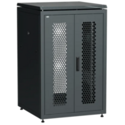 IEK ITK LINEA N Шкаф сетевой 19 24U 800х800мм двустворчатая перфорированная дверь задняя перфорированная черный (LN05-24U88-2PP)