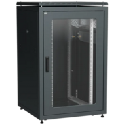 IEK ITK LINEA N Шкаф сетевой 19 24U 800х800мм стеклянная передняя дверь задняя металлическая черный (LN05-24U88-GM)
