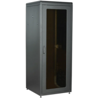 IEK ITK LINEA N Шкаф сетевой 19 38U 800х800мм стеклянная передняя дверь задняя металлическая черный (LN05-38U88-GM)