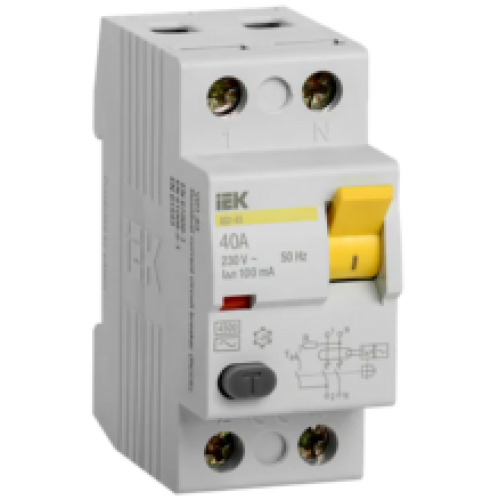 IEK Выключатель дифференциальный (УЗО) ВД1-63 2Р 40А 100мА (MDV10-2-040-100)