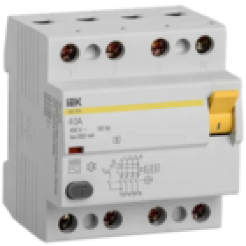 IEK Выключатель дифференциальный (УЗО) ВД1-63S 4Р 40А 300мА  (MDV12-4-040-300)