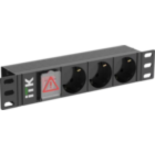 IEK ITK PDU 3 розетки немецкий стандарт с LED выключателем 1U вход С14 без кабеля 10 (PH12-3D3-P)