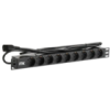 IEK ITK PDU 9 розеток DIN49440 (нем. станд.) 1U, шнур 2м вилка IEC 320 C14, профиль из ПВХ, черный (PH22-9D2-P)