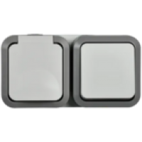 IEK TORS Блок розетка + выключатель горизонтальный 16А IP55 TS242 белый (TS-G10-6-55-V-K41)