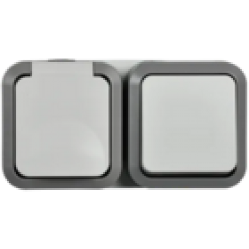 IEK TORS Блок розетка + выключатель горизонтальный 16А IP55 TS242 белый (TS-G10-6-55-V-K41)