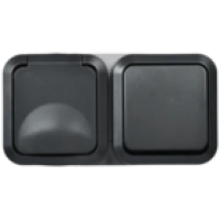 IEK TORS Блок розетка + выключатель горизонтальный 16А IP55 TS142 графит (TS-G10-6-55-V-K53)