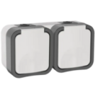 IEK TORS Розетка 2-местная горизонтальная 16А IP55 TS222 белый (TS-R26-16-55-G-K41)