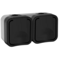 IEK TORS Розетка 2-местная горизонтальная 16А IP55 TS122 графит (TS-R26-16-55-G-K53)