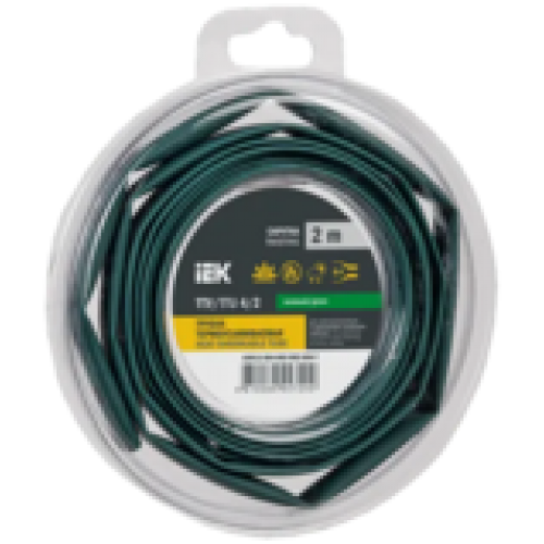 IEK Трубка термоусадочная ТТУ нг-LS 4/2 зеленая (2м/упак) (UDR12-004-002-002-K06-T)