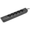 IEK MODERN Удлинитель У05В 5 мест с заземляющим контактом 2м 3х1мм2 16А/250В USBх4 черный (WYP12-16-05-02-ZKU-K02)